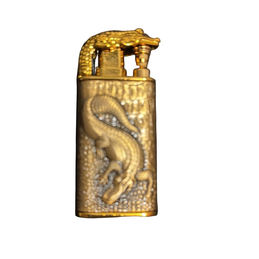 Fathers day!New Bronze & Gold Alligator fire breathing Cigar lighter set  EA019B - Picture 4 of 7